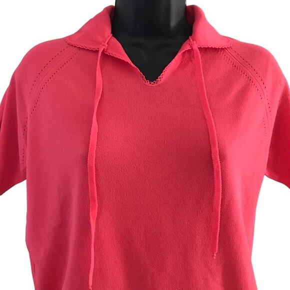 Vintage Pink Short Sleeved Spring Sweater Designers Originals 70s Top Athleisure - Picture 2 of 6